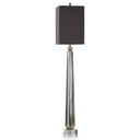 LAMP. MESA DE VIDRIO MERCURIZADO CON PATALLA GRIS