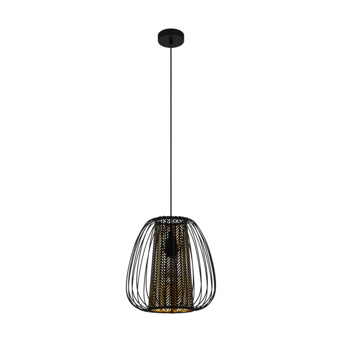 LAMP. COLG. 1L E27 CURASAO JAULA NEGRA+DORADA (1100X335MM)