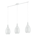 LAMP. COLG. 3L E27 T/JAULA RAZONI ACERO BLANCO+VIDRIO OPAL (1100X990MM)