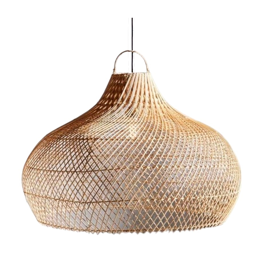 LAMP. COLG. 1L E27 T/CAMPANA RATTAN (600X450MM)