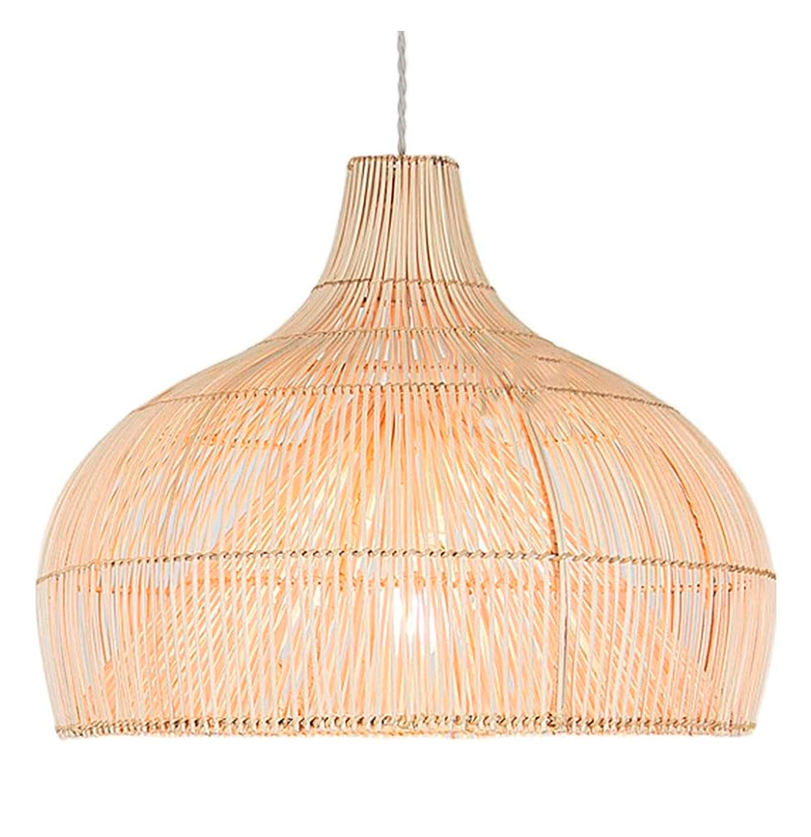 LAMP. COLG. 1L E27 RATTAN (600X450MM)