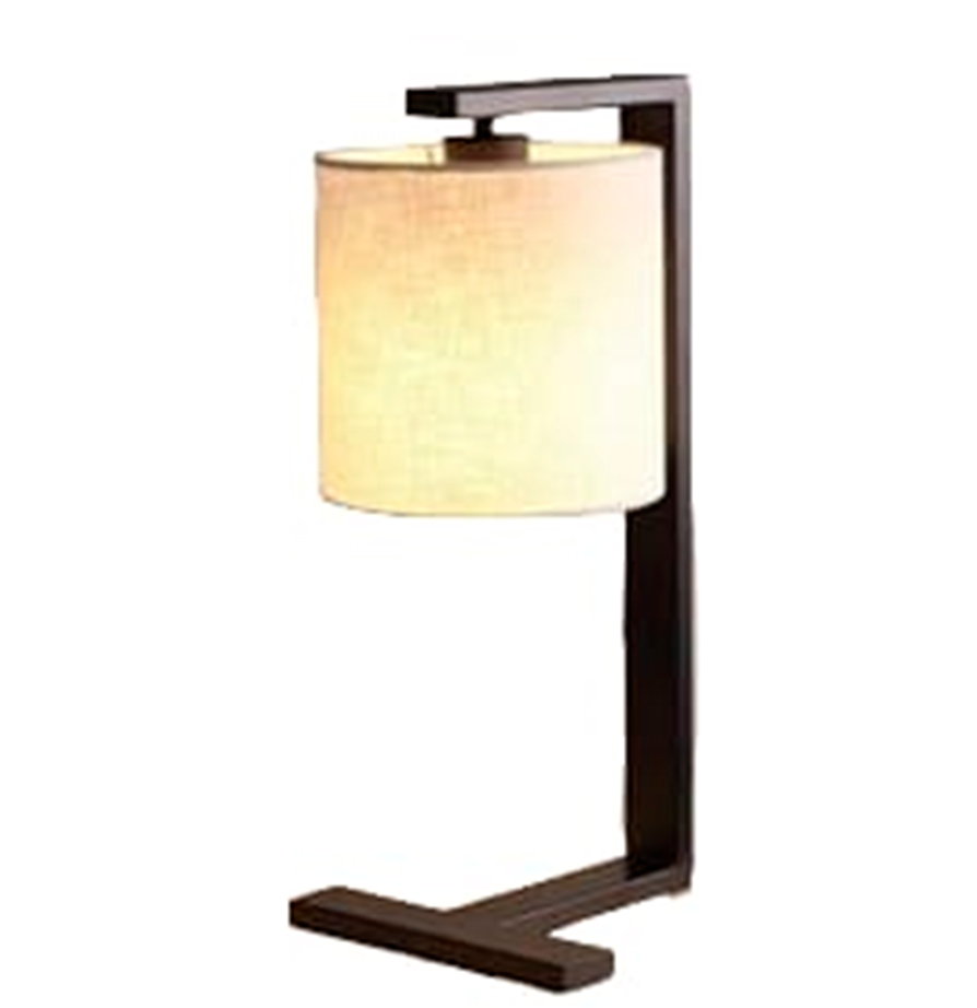 LAMP. MESA 1L E27 METAL NEGRO+PANTALLA TELA (230X450MM)