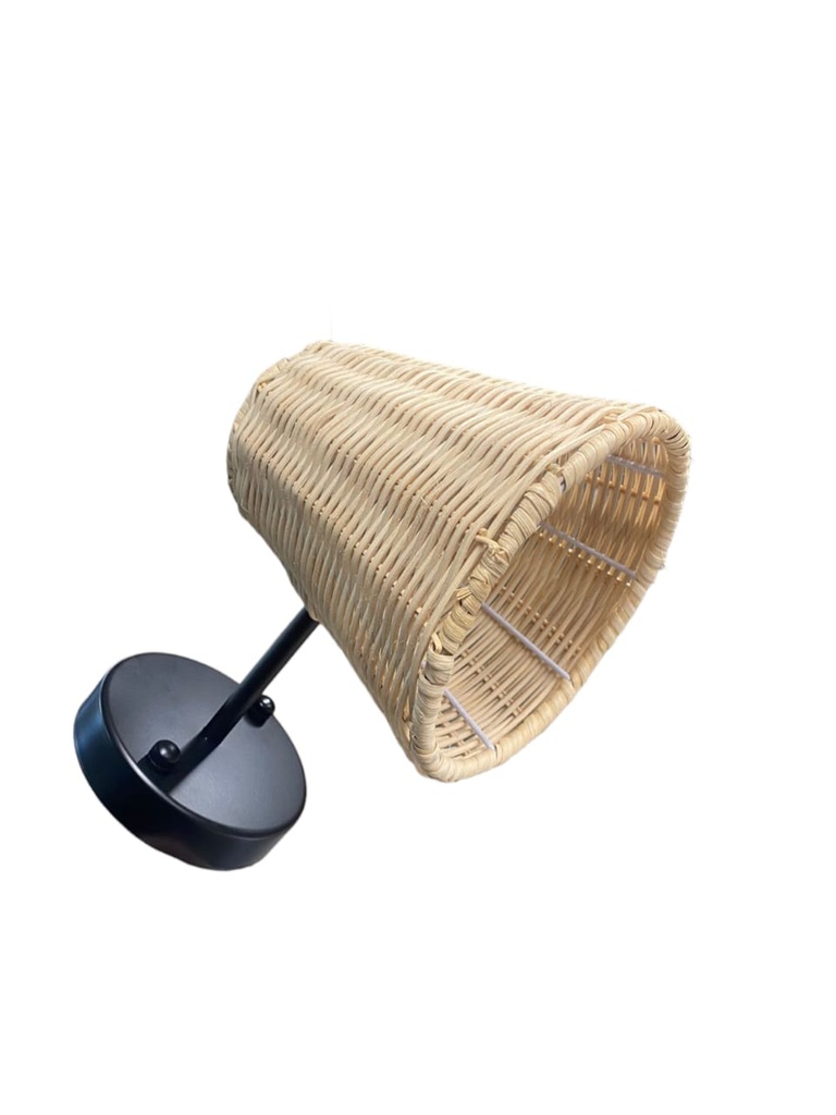 Lamp. Pared 1L E27 Metal Negro+Campana Tejida (180x300mm)