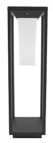 Bolardo 1L E27 Rect. Alum. Negro+Plastico (150x150x600)mm Ip54