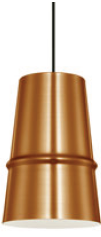 Lamp. Colg. 1L E27 T/Campana Alum. Cobre+Blanco (D200xH300)mm