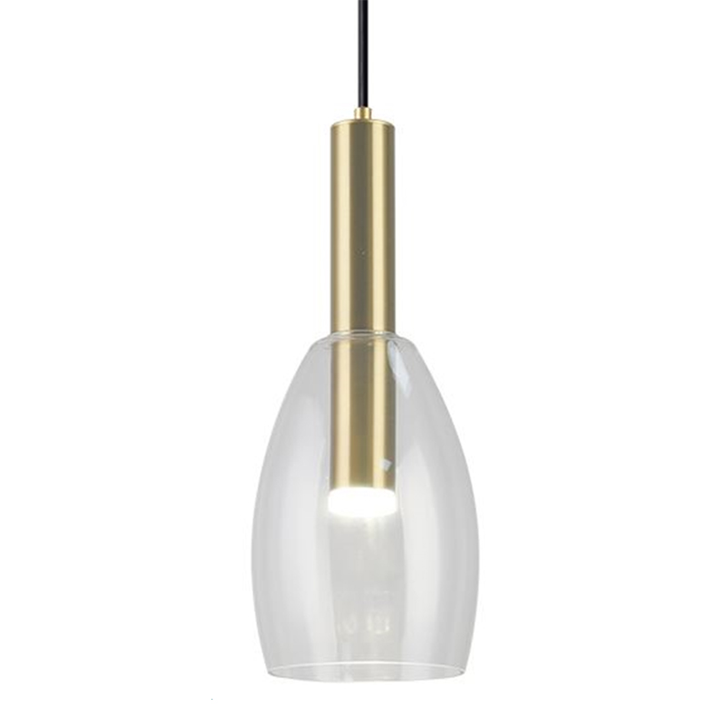 Lamp. Colg. Led T/Copa Metal+Vidrio+Acrilico Dorado+Claro 7w 3k (D150xH360)mm