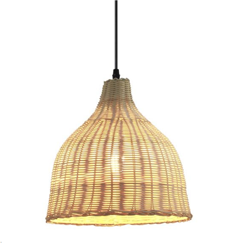 Lamp. Colg. 1L E27 T/Campana Rattan Natural (D250xH260)mm