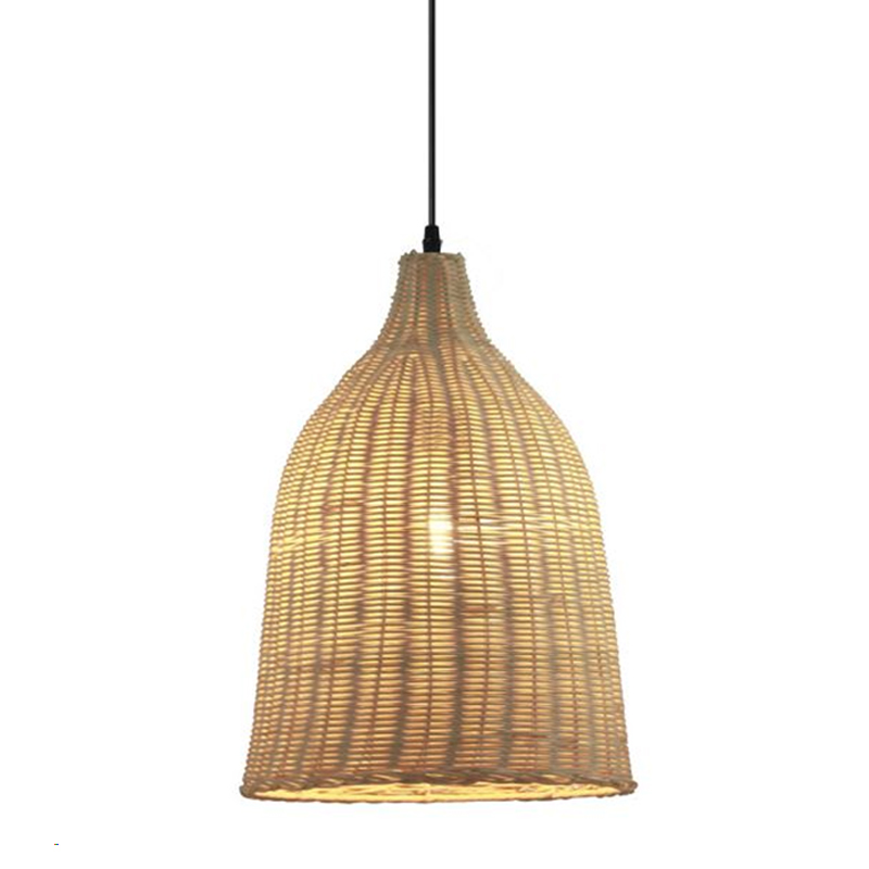 Lamp. Colg. 1L E27 T/Campana Rattan Natural (D300xH400)mm