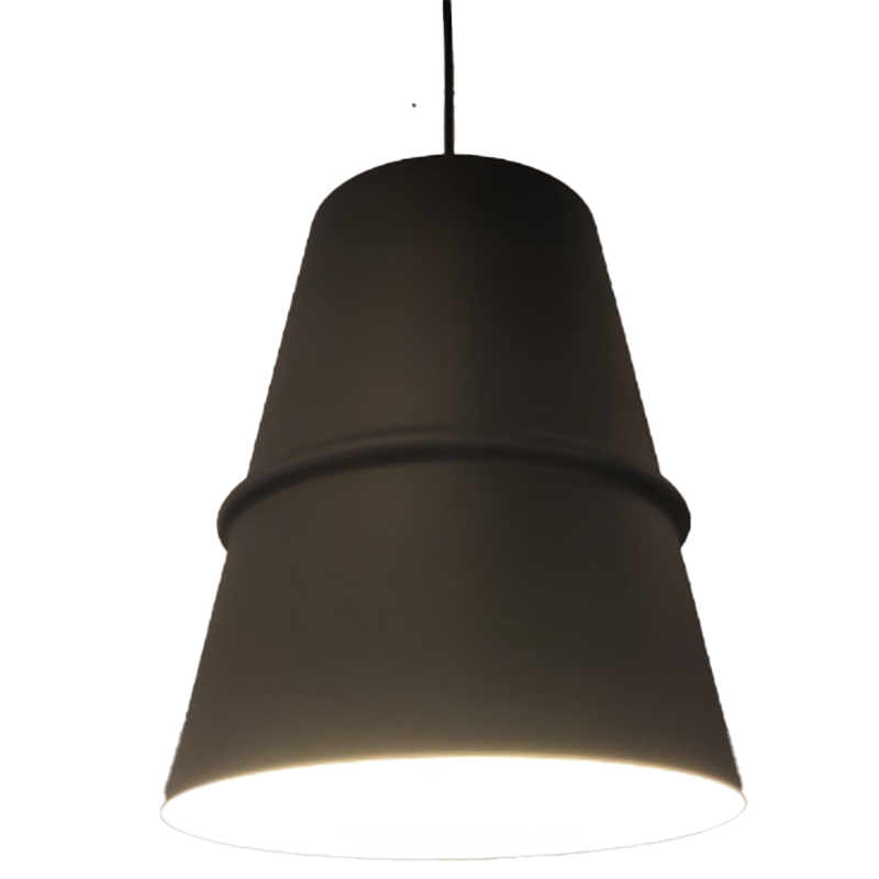 Lamp. Colg. 1L E27 T/Campana Alum. Negro+Blanco (D200xH300)mm