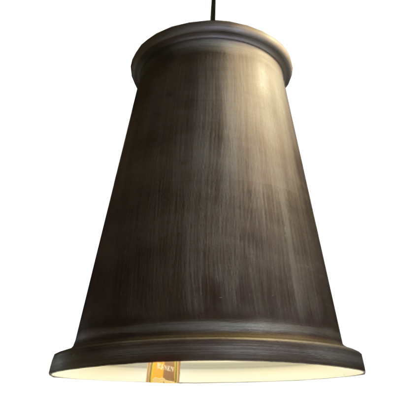 Lamp. Colg. 1L E27 T/Campana Alum. Rustico+Blanco (D190xH350)mm