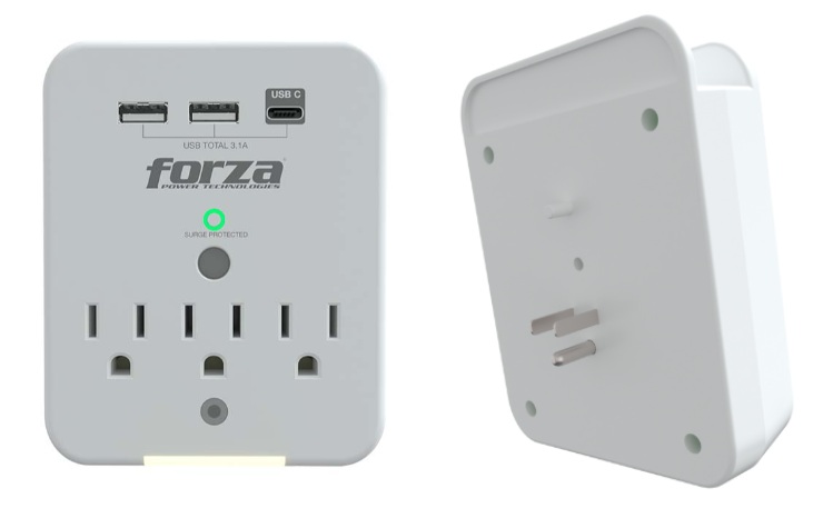 Protector Voltaje 490J/1875W 2USB 1USBC+3NEMA Forza