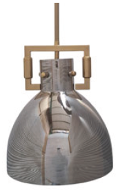 Lamp. Colg. 1L E27 Cono Metal Dorado+Vidrio Fume D250mm