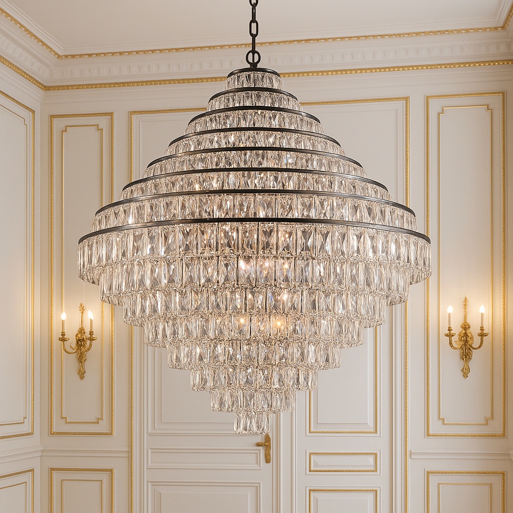 Lamp. Colg. 58L E14 T/Rombo Cristal+Metal Dorado (D1500xH1600)mm