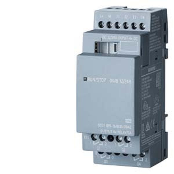 Módulo Expansión Entr./Sal. LOGO! DM8 12/24R, 24V/12V/24V/Relay, 4DI/4DO p/LOGO! 8, SIEMENS