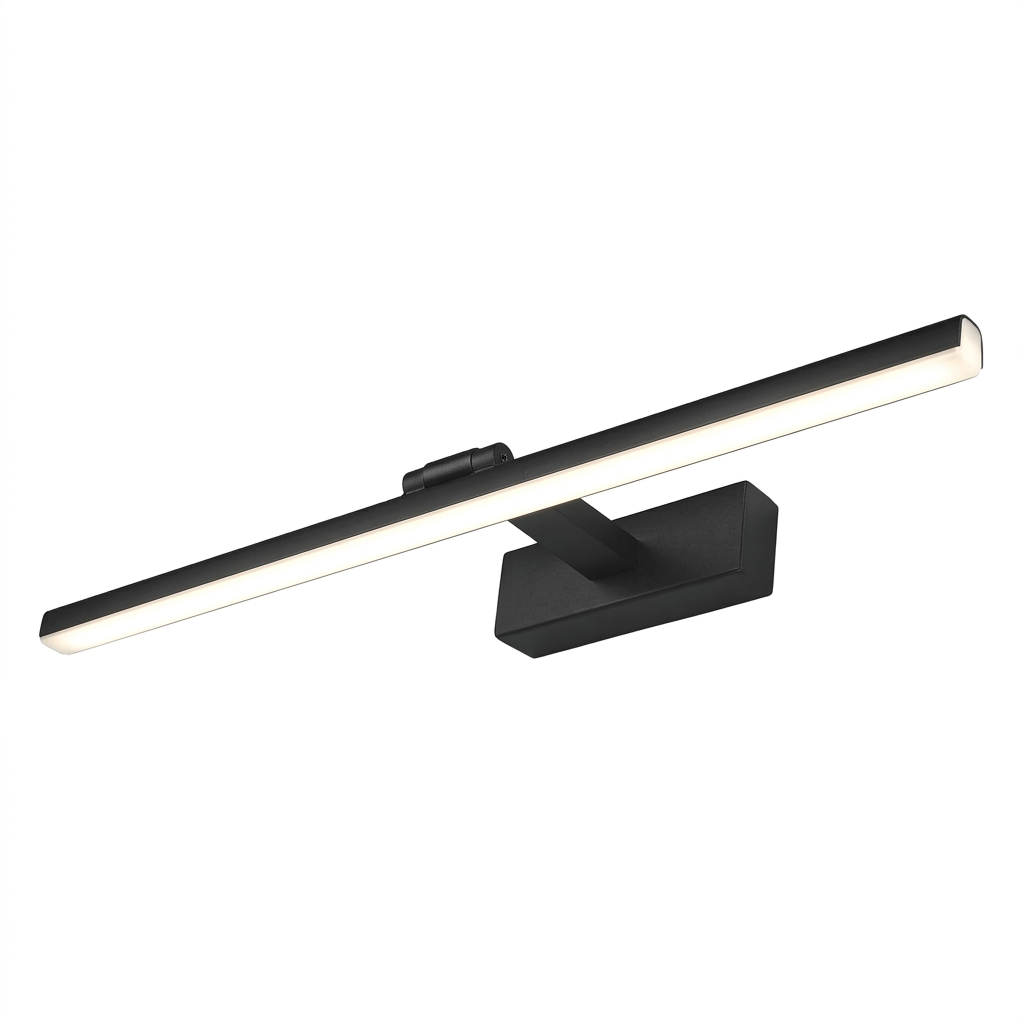 Aplique Pared Led Moderno Lineal Ang. Ajust. Vamp Alum. Negro+Pc Blanco 12w 3k 110v (L560xA170)mm