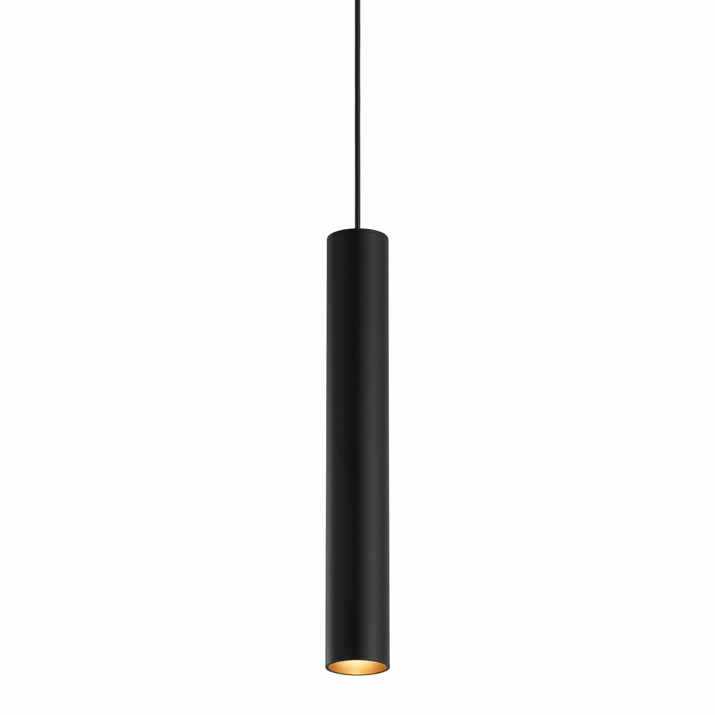 Lamp. Colg. GU10 Mini Tubular Alum. Negro  (D40xL300)mm