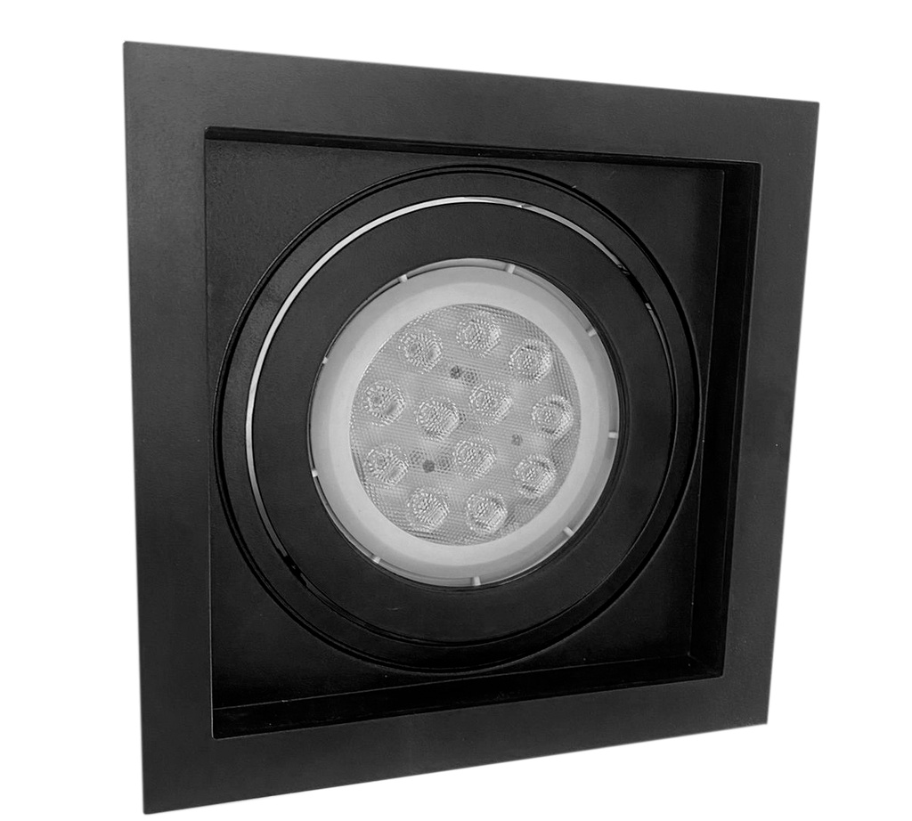 O.B Par20 E27 Movil Cuad. Plastico Negro (130X130Mm)