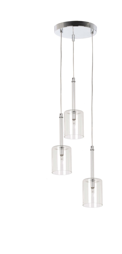 Lamp. Colg. 3L G9 Vidrio Copas Base Red. 280X150Mm