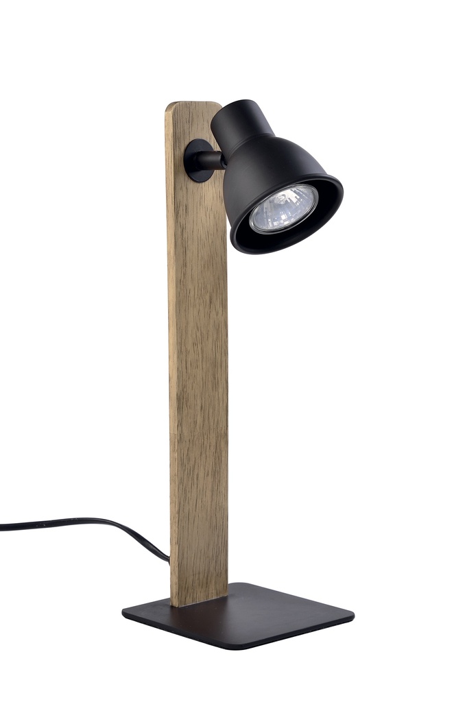 Lamp. Escritorio 1L Gu10 Negra+Madera (360X120)Mm C/F