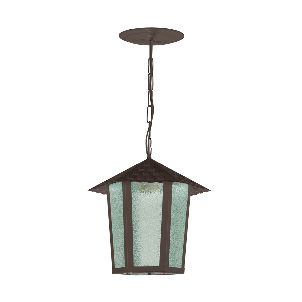 Farol Techo 1L E27 Hexagonal Marron+Vidrio Granulado (190X200Mm)