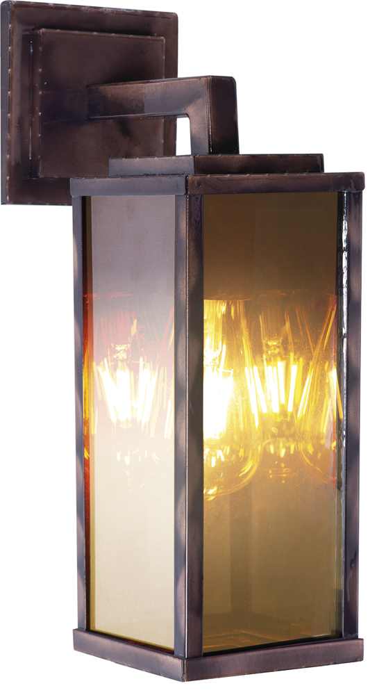 Farol Pared 1L E27 25X11Cm Rectangular Marron Dorado+Vidrio Champagne