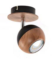 Spot 1L Gu10 Red. Madera+Alum. Negro (130X100X125Mm)