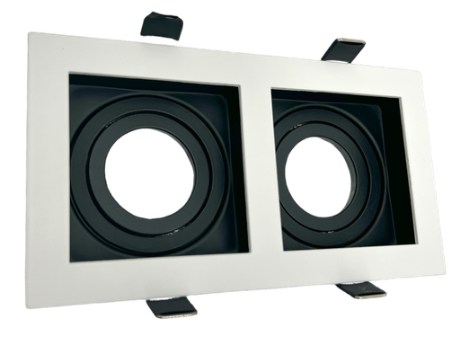 [010162 | 137-2A16 BL+NG] O.b. 2L GU10 Emp. Movil Rect. Alum. Blanco+Negro (185x100xH40)mm