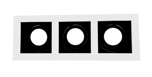 [010163 | 137-3A16 BL+NG] O.b. 3L GU10 Emp. Movil Rect. Alum. Blanco+Negro (270x100xH40)mm
