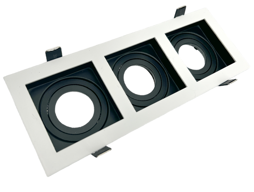 [010163 | 137-3A16 BL+NG] O.b. 3L GU10 Emp. Movil Rect. Alum. Blanco+Negro (270x100xH40)mm