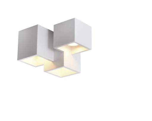 [010292 | GC-4017-3 B6] O.B. Sobr. 3L Gu10 Cuad. Yeso Blanco (240X250X150Mm)