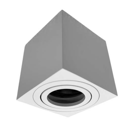 [010350 | 80-1F-LD blanco] O.B. Sob. Gu10 Rect. Aluminio Blanco (D80X85Mm)