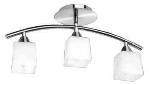 [020117 | 81047SL/3H WT] Lamp. Techo 3L E14 Satin+Vidrios Cuad. Blancos (500X250X160Mm)