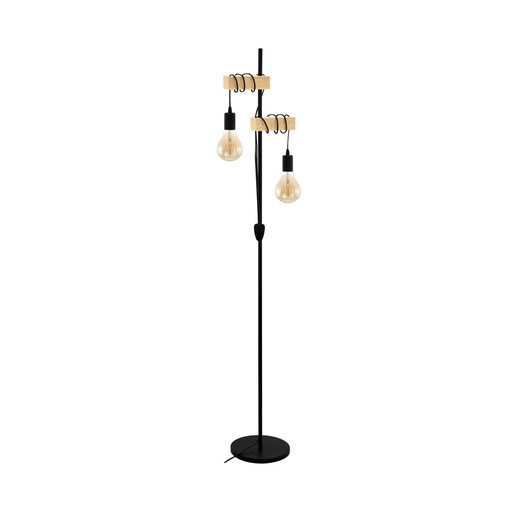 [020150 | ELD1912/2] Lamp. Pie 2L E27 Madera+Metal (1660X250X210Mm)