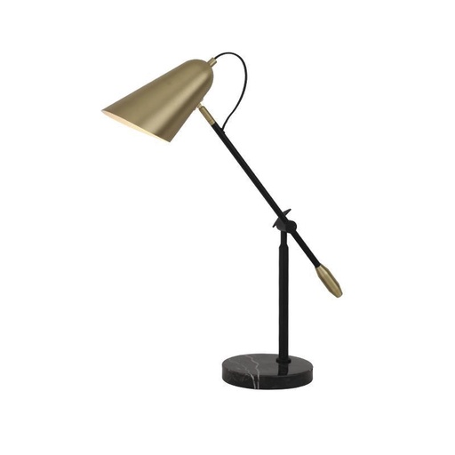 [021005 | HB-JYTL8018] Lamp. Escritorio 1L E27 48X18X62Cm Negro+Dorado Metal+Base Marmol