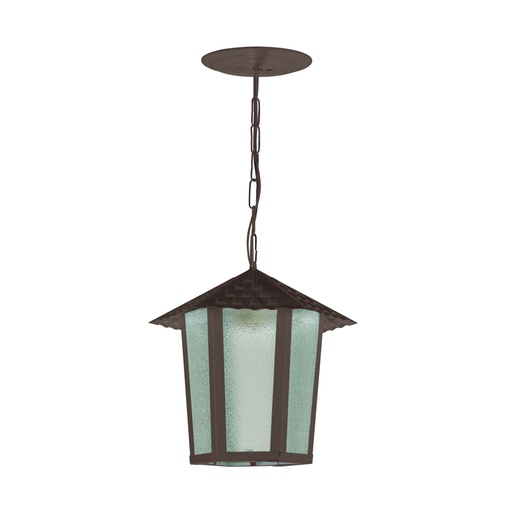 [022333 | 100200.12] Farol Techo 1L E27 Hexagonal Marron+Vidrio Granulado (190X200Mm)