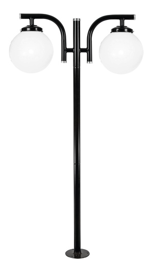 [022340 | 178399.01] Farol Pie 2L E27 T/Globo Aluminio Negro+Polietileno Blanco (2440Mm)