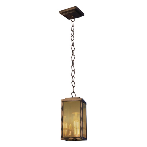 [022344 | 925200.05] Farol Techo 1L E27 4 Caras Metal Cobre+Vidrio Champagne (250X110Mm)