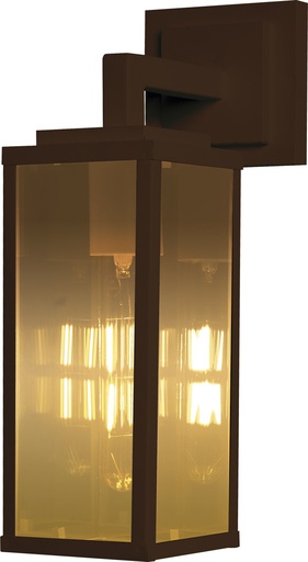 [022347 | 925400.05] Farol Pared 1L E27 Rect. Cobre+Vidrio Champagne (250x110)Mm