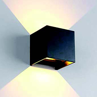 [034255 | LBD3010-WDK-B2213 BK] Aplique Pared Led Ext. Cuad. Ajust. Negro 2X3w 3k (100x100)Mm Ip54