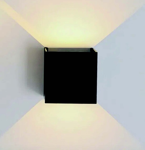 [034260 | CM-BOX12-2] Aplique Pared Led Bid. Ang. Ajust. Cuad. Plastico Negro 2X1.5W 3K (120X120X52Mm) Ip65