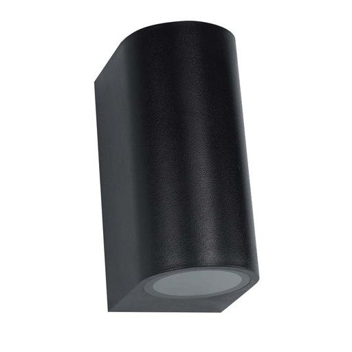 [034268 | TS127-2 Bk] Aplique Pared Bid. 2L Gu10 Borde Redondo Plastico Negro (150X95Mm) Ip65