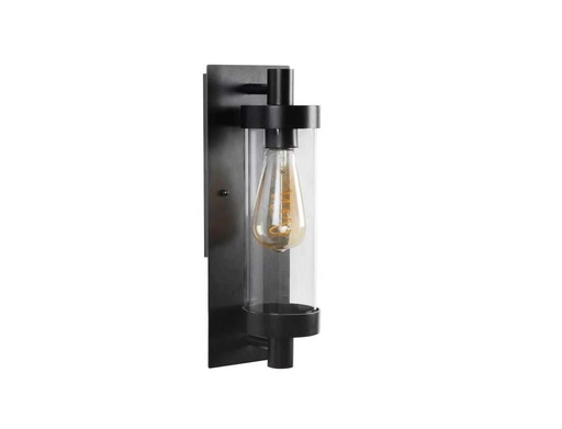 [034275 | 2301] Aplique Pared Ext. 1L E27 Metal+Vidrio (125X127X345Mm) Negro Ip54