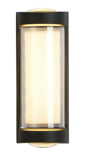 [034296 | KZ-WDK-B2472L] Aplique Pared Ext. Bid.Front. Led Negro+Pvc.Transp. 12w 3k (85-265)v (180x75x85)mm Ip54