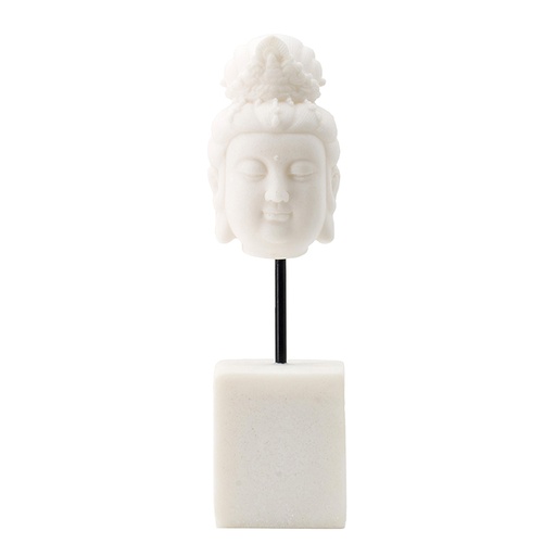 [150023 | 77353] Busto De Buda Con Pedestal Tipo Marmol Color Blanco