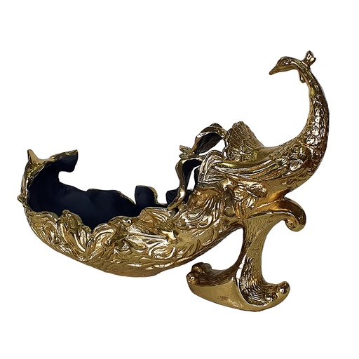 [150033 | 83101] Figura De Pavo Real De Aluminio Tallado En Oro