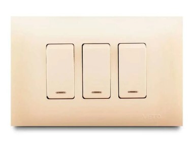 [176105 | VIV13282] Conmutador Triple C/Luz Marfil Veto Vive