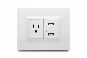 [176512 | PLU60903] Mixto 2 Usb+Toma Amer 2P+E Preensamblado Bl Veto Plura