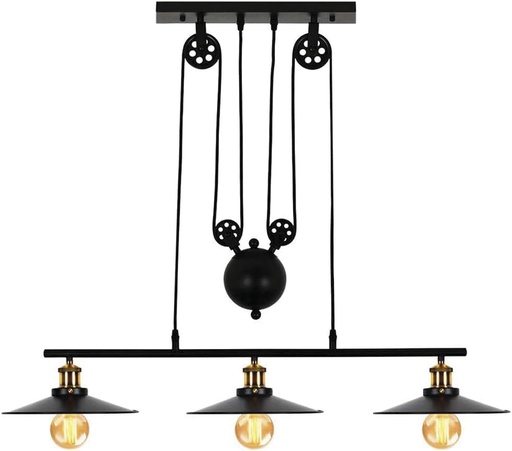 [180029 | J5179] Lamp. Colg. 3L E27 T/Industrial Metal Negro (820X135Mm)