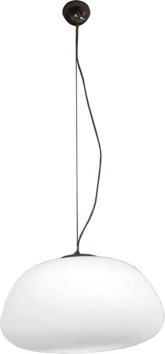 [180043 | 8016-1A] Lamp. Colg. 1L E27 Metal Cromo+Vidrio Opal T/Ovalo (D400Mm)