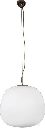 [180044 | 8016-1B] Lamp. Colg. 1L E27 Metal Cromo+Vidrio Opal T/Bola (D385Mm)